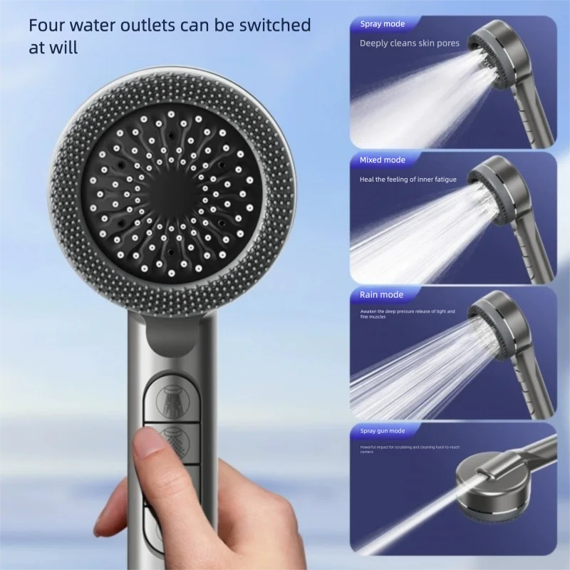 Pommeau de Douche Filtrant 4 Modes Massant avec 5 Cartouches Filtrantes