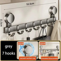 Patère Salle de Bain à Ventouse sans Perçage, Rail Aluminium Gris