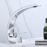 Mitigeur Lavabo Design Courbé Aluminium, Noir, Blanc, Chromé ou Doré Brillant