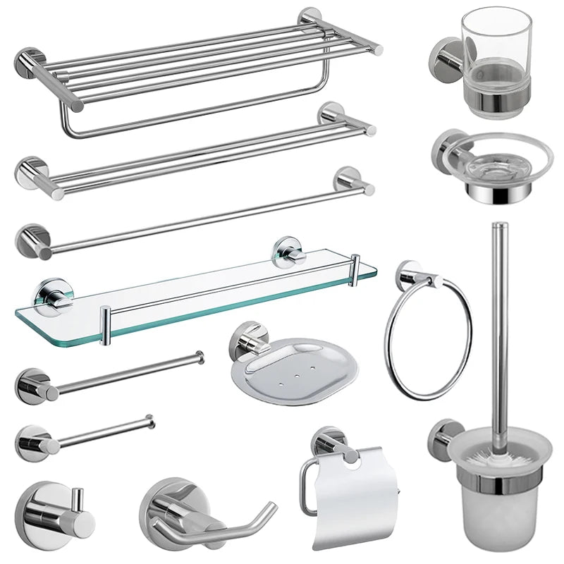 Accessoires Salle de Bain Chromés Inox à la Pièce, 14 Articles