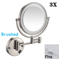 Miroir Grossissant Mural LED Double Face en Laiton 3x ou 5x