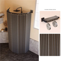 Barre Rideau de Douche Pliante, Gris ou Blanc, 4 ou 5 Plis