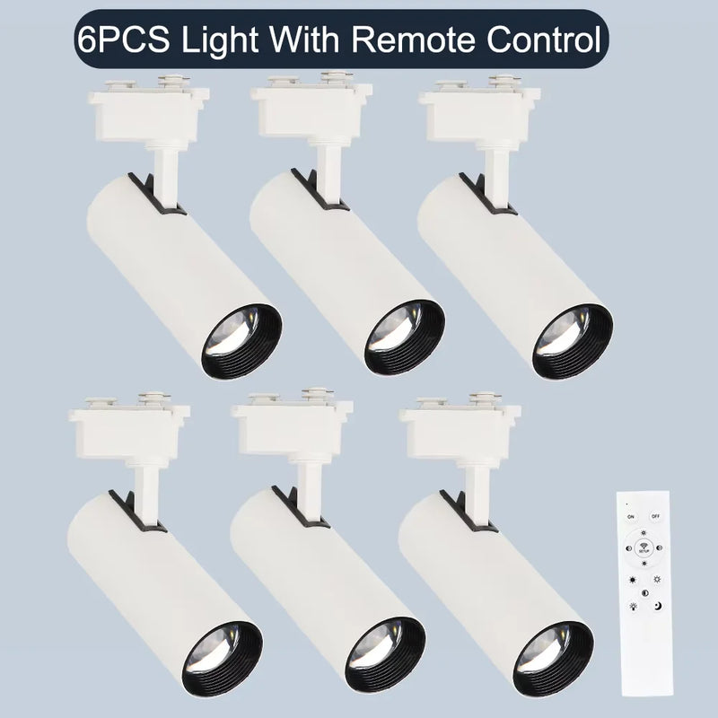 Spot LED sur Rail Dimmable, Kit 3 à 8 Spots 20 W avec Télécommande