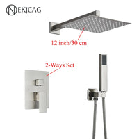 Douche Encastrable 2 Voies à Pommeau Carré, 25 à 40 cm, 4 Finitions