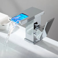 Mitigeur Lavabo Cascade LED Noir, Blanc ou Chromé, Bas ou Haut