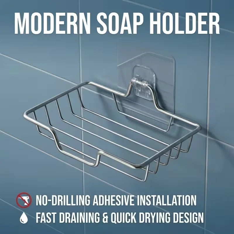 Porte-Savon Mural Inox Sans Perçage avec Drainage, 1 à 3 Pièces