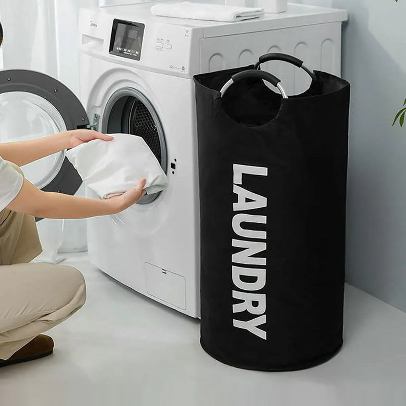 Grand Panier à Linge Pliable en Tissu Oxford 82 L, Poignées Rembourrées