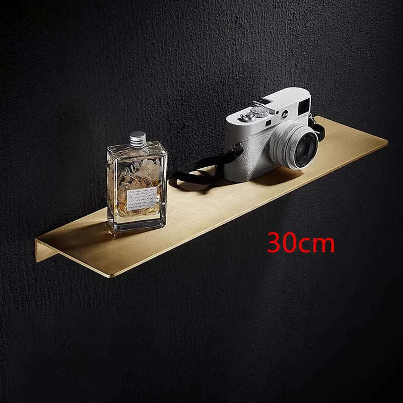 Étagère de Salle de Bain d'Angle Dorée Brossée 20 à 50 cm