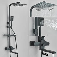 Colonne de Douche Carrée Inox avec Bec Baignoire, Noir, Nickel, Or Brossé