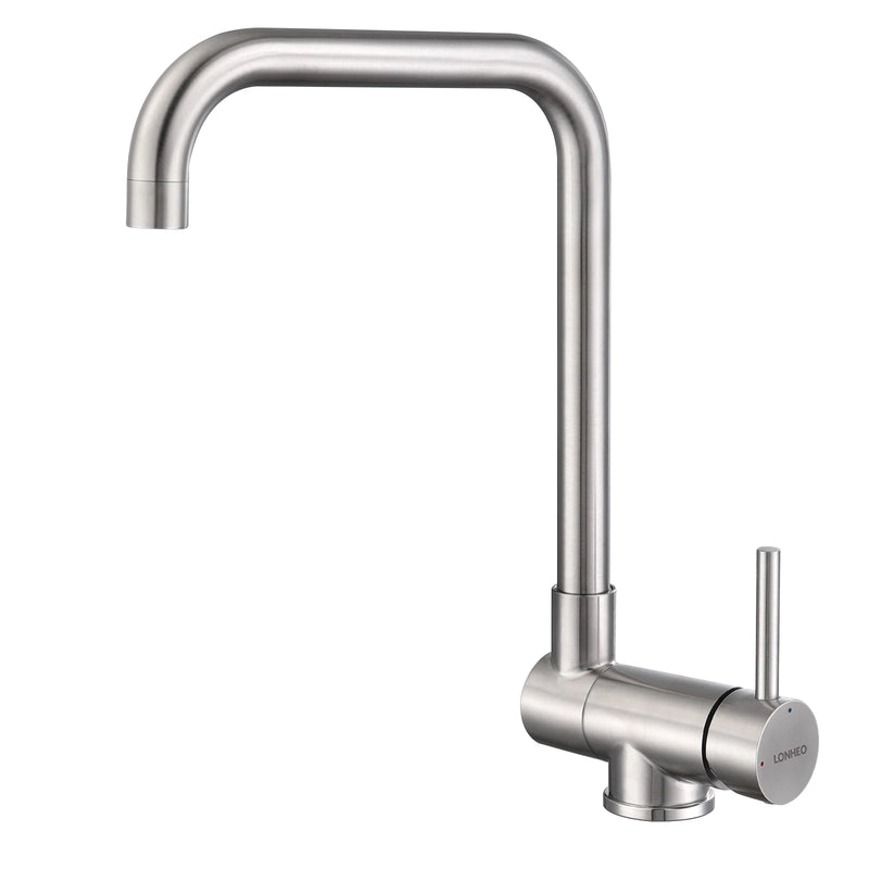 Mitigeur Cuisine Rabattable Inox 304 Brossé, Pivotant 360° pour Évier sous Fenêtre
