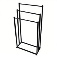 Porte-Serviette sur Pied Noir 3 Niveaux en Acier Autoportant