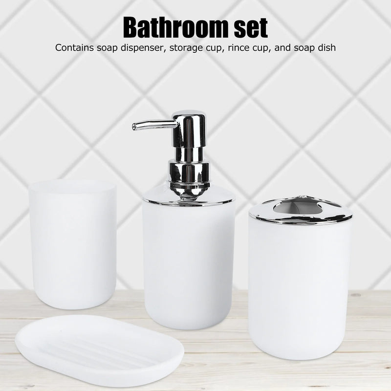 Set Accessoires Salle de Bain Blanc ou Gris, 4 Pièces avec Distributeur
