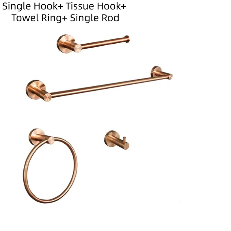 Ensemble d'Accessoires de Salle de Bain Or Rose Brossé Inox