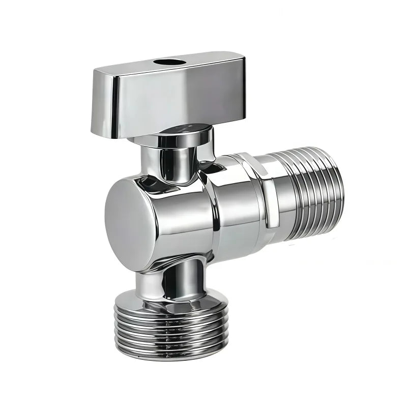 Robinet d'Arrêt d'Angle Chromé 1/2 x 3/4 avec Rosace, Alliage de Zinc