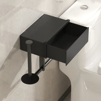 Porte-Papier Toilette avec Tiroir Lingettes et Étagère Sans Perçage Noir ou Blanc