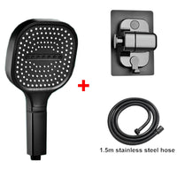 Pommeau de Douche Carré 13 cm, 3 Modes, Noir, Gris ou Argenté