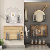 Range-Couvercle Mural Sans Perçage Gris ou Noir, 2 Supports en Acier au Carbone