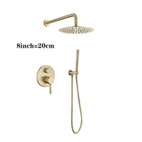 Douche Encastrable Dorée Pluie avec Robinet de Baignoire