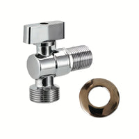 Robinet d'Arrêt d'Angle Chromé 1/2 x 3/4 avec Rosace, Alliage de Zinc