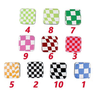 Miroir de Poche Carré Damier avec Poignée Support de Téléphone, 10 Motifs