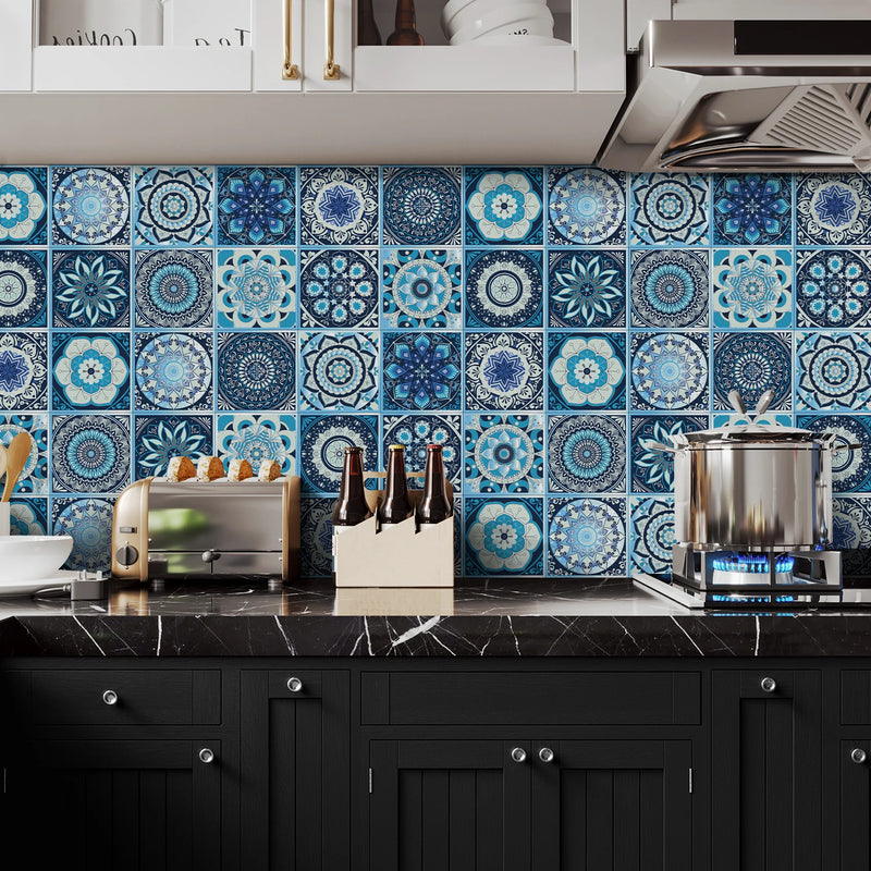 Carreaux Adhésifs Crédence 15 cm, 27 Motifs Colorés, 12 ou 24 Pièces