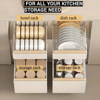 Rangement Coulissant Cuisine Blanc, Étagère à Assiettes, Bols ou Condiments