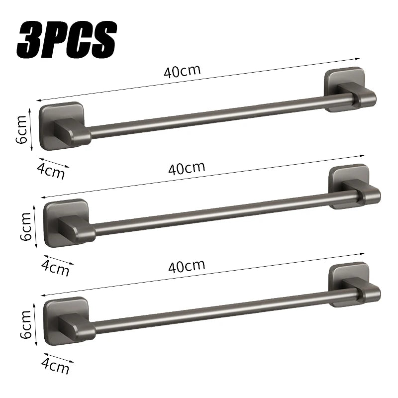 Porte-Serviette Sans Percer Aluminium Gris Anthracite 30 à 50 cm