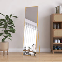 Miroir sur Pied XXL Noir ou Doré Verre Trempé