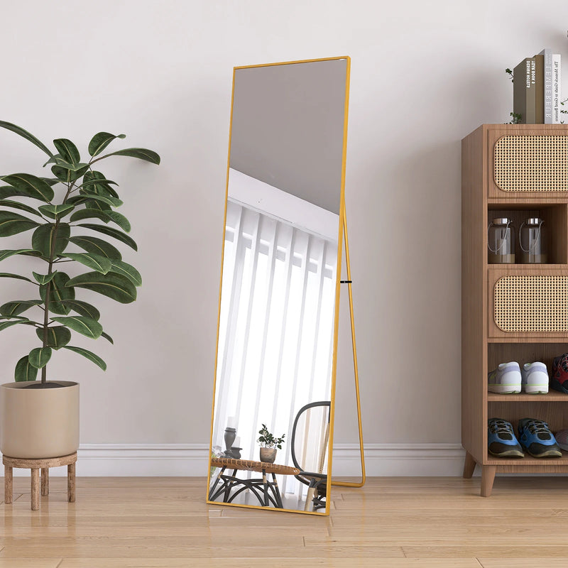 Miroir sur Pied XXL Noir ou Doré Verre Trempé