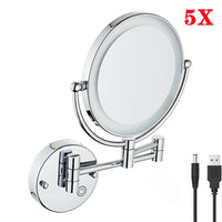 Miroir Grossissant Lumineux Mural Tactile x5, 8 Finitions au Choix, 20 cm