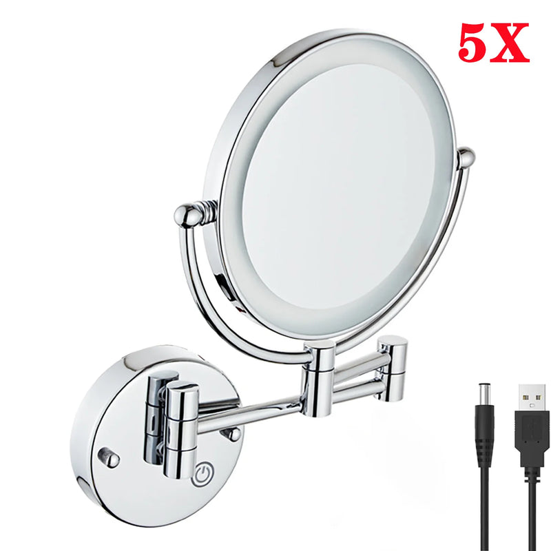 Miroir Grossissant Lumineux Mural Tactile x5, 8 Finitions au Choix, 20 cm