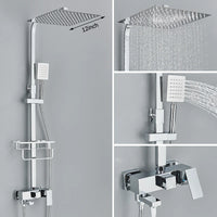 Colonne de Douche Carrée 3 ou 4 Voies avec Bec de Bain