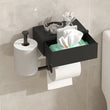 Porte-Papier Toilette avec Tiroir Lingettes et Étagère Sans Perçage Noir ou Blanc