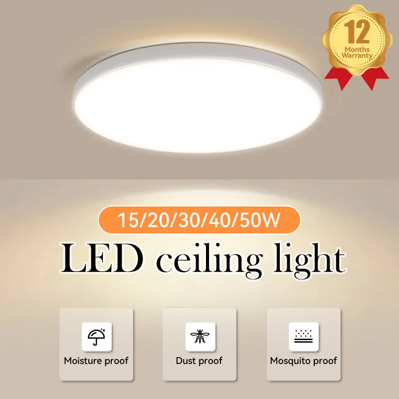 Plafonnier Cuisine LED Extra Plat 4,5 cm, Lot de 1 ou 4, 15 à 50 W