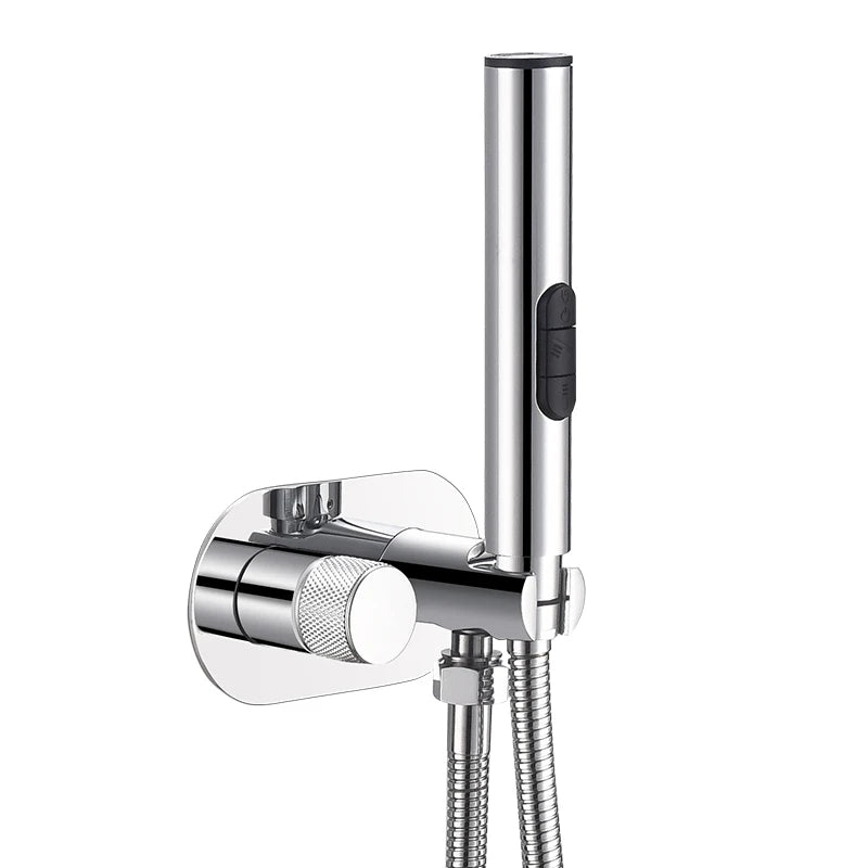 Douchette WC Murale Laiton, Mitigeur Eau Chaude et Froide, Flexible 1,5 m
