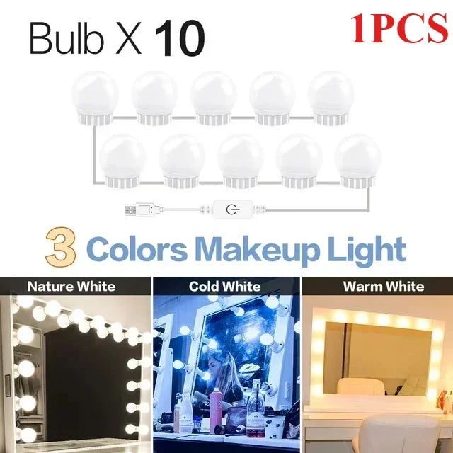Kit 10 Ampoules LED Miroir Coiffeuse USB ou Veilleuse Ronde à Détecteur