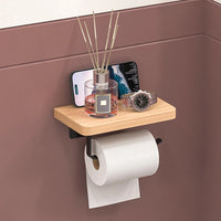 Porte-Papier Toilette Mural en Bois Sans Perçage