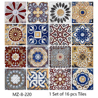 Lot de 16 Stickers Carrelage Adhésifs Motif Aquarelle