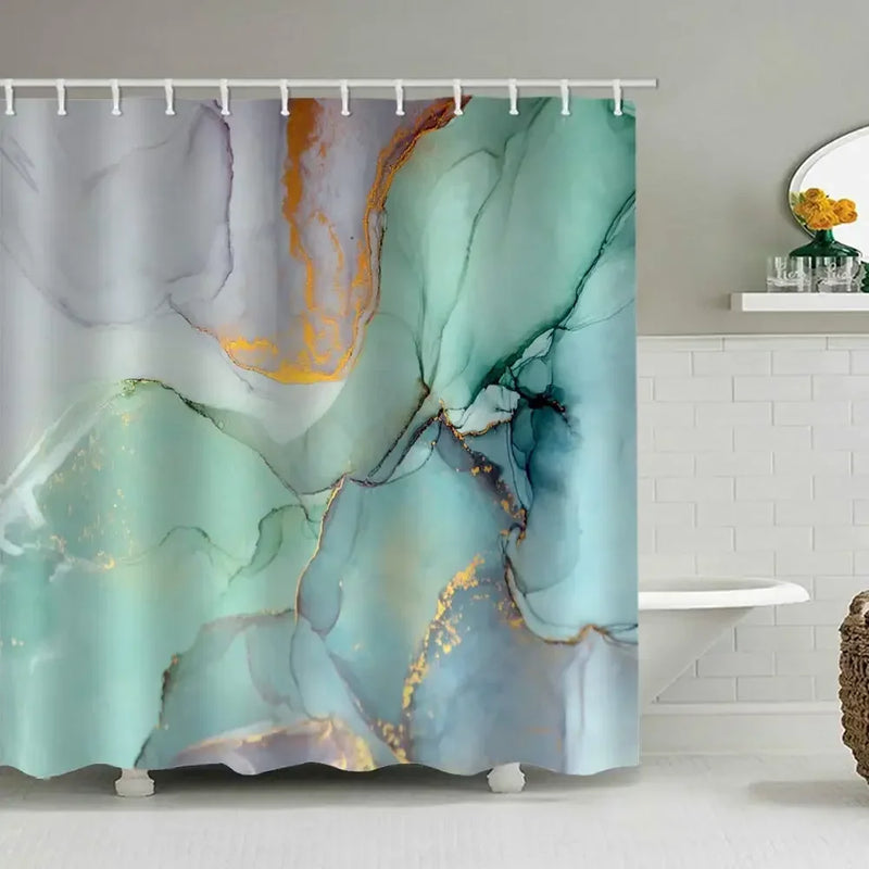 Rideau de Douche Effet Marbre en Tissu, 18 Motifs, 90 à 300 cm