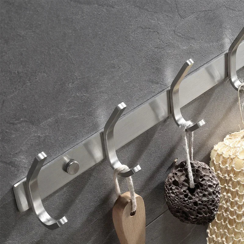 Patère Salle de Bain Inox Brossé, Barre de 1 à 7 Crochets