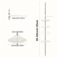 Serviteur de Douche d'Angle Télescopique Blanc 4 Plateaux, 105 à 320 cm