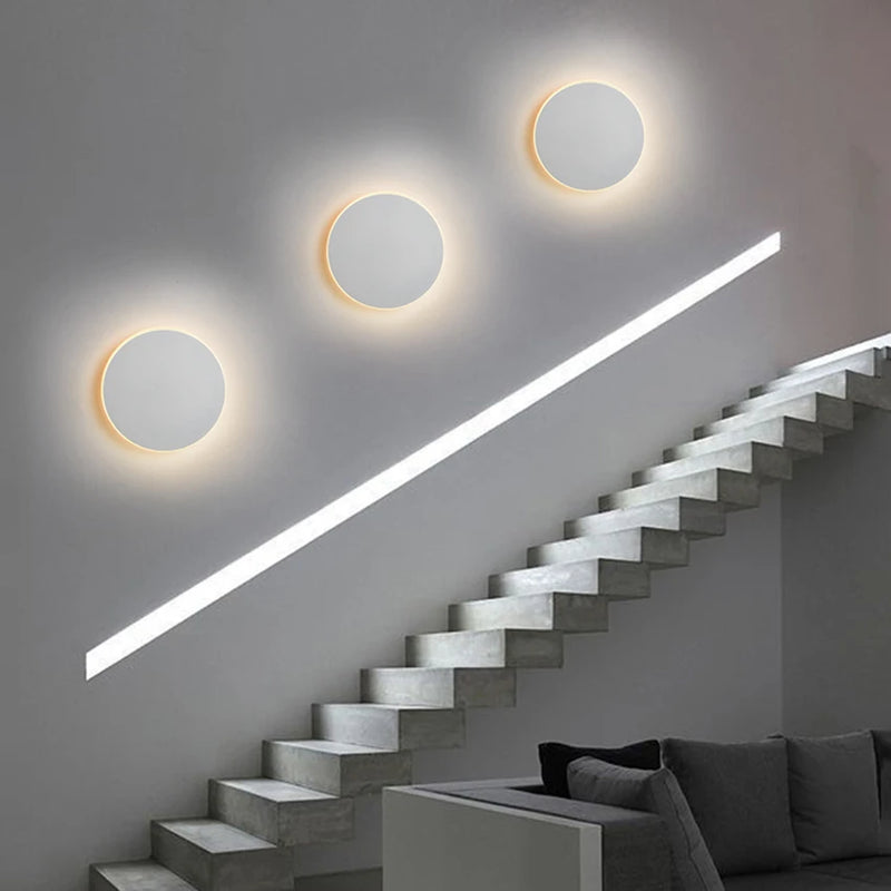 Applique Murale LED Ronde, Doré Brossé, Blanc ou Noir, 15 ou 20 cm