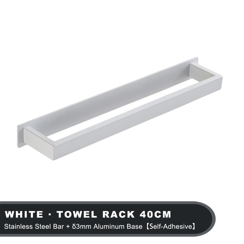 Porte-Serviette Adhésif sans Perçage Blanc ou Noir Mat en 3 Longueurs