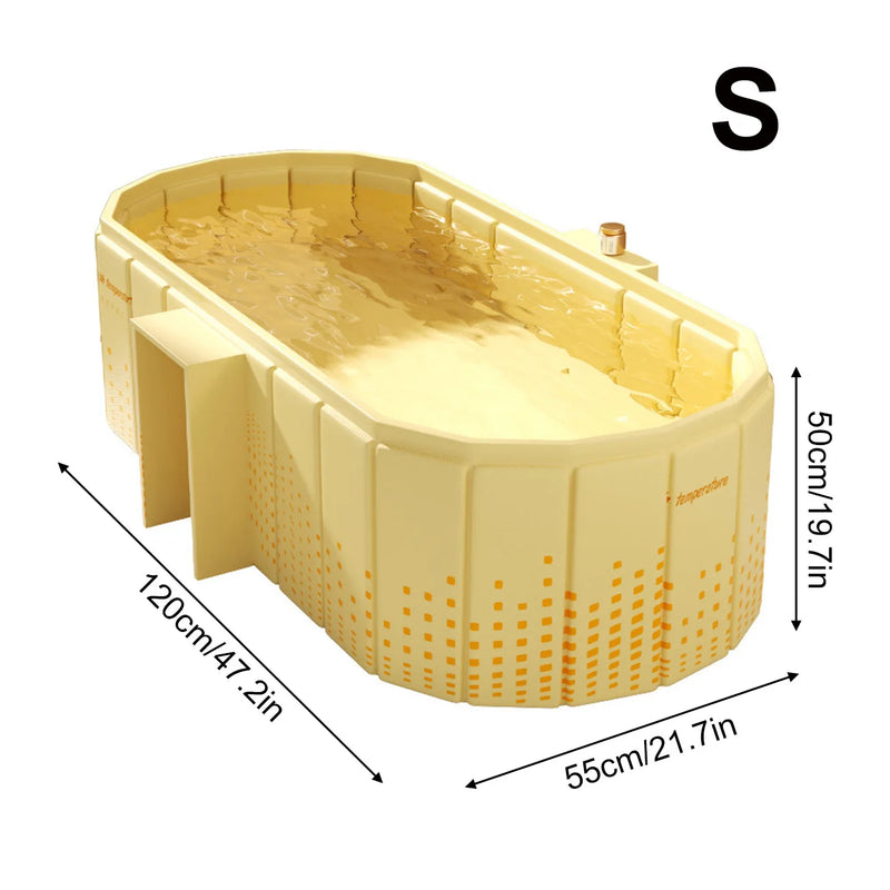 Baignoire Pliable Adulte Bleue ou Jaune, 120 ou 150 cm avec Vidange