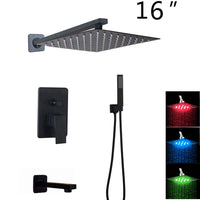Douche Encastrable Noir Mat Pluie Carrée 20 à 40 cm avec Douchette