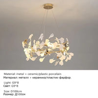 Suspension Cuisine Feuilles de Ginkgo Doré, Céramique ou Acrylique, à la Pièce