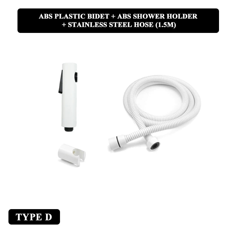 Douchette WC Blanche Pulvérisateur ABS ou Inox avec Flexible et Support Mural