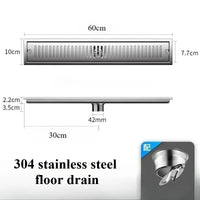 Caniveau de Douche Rectangulaire Inox 304 Anti-Odeur 10 x 60 cm