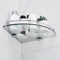 Étagère d'Angle Salle de Bain en Verre Trempé 6 mm, Supports Chromés