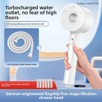 Pommeau de Douche Haute Pression 5 Modes avec 6 Filtres Gris, Blanc ou Bleu